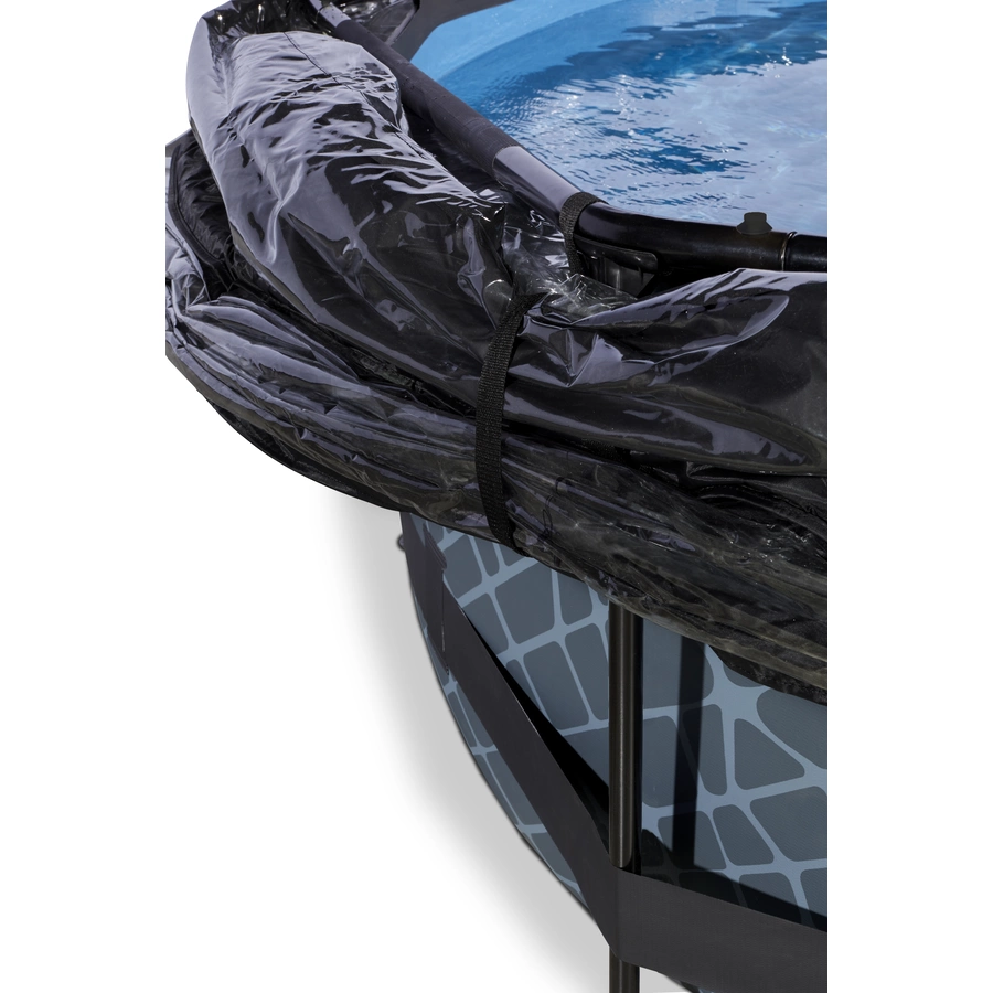 EXIT Pool Stone 360x76cm mit Abdeckung und Filterpumpe, grau