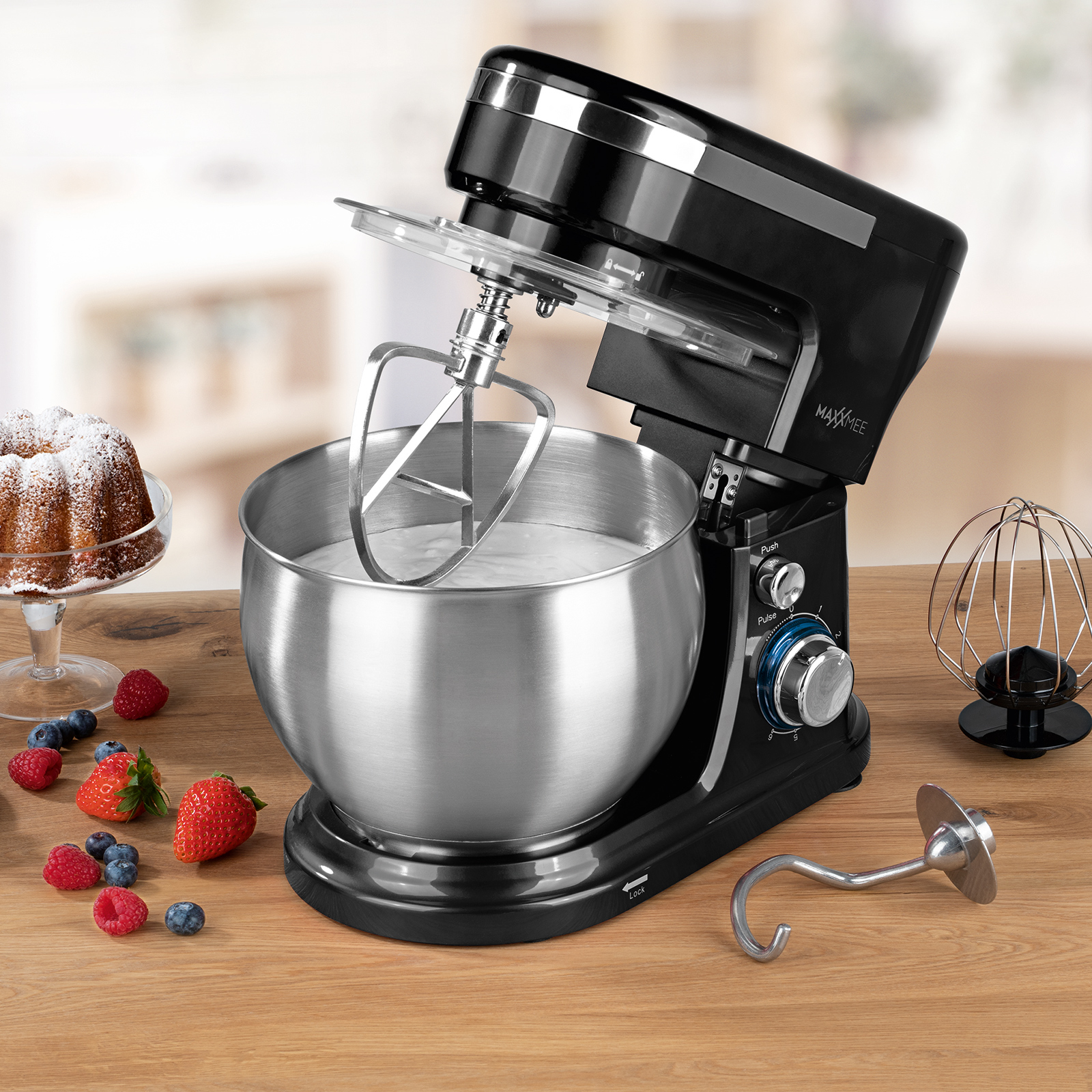 MAXXMEE Küchenmaschine 6348 - schwarz-Edelstahl - 5 Liter