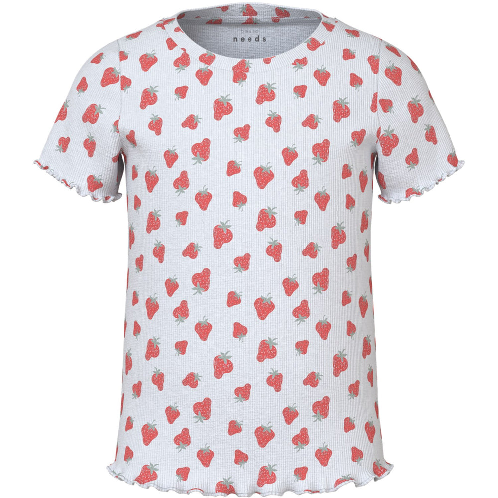 Køb Name It Bright White Strawberry Vemma AOP Slim T-Shirt