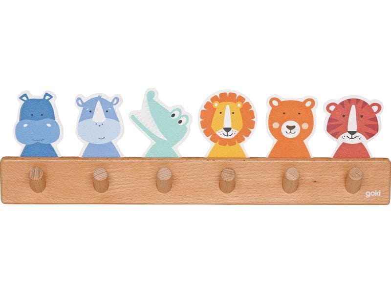 Goki Garderobe Tierfreunde Holzgarderobe für Kinder mit Tieren