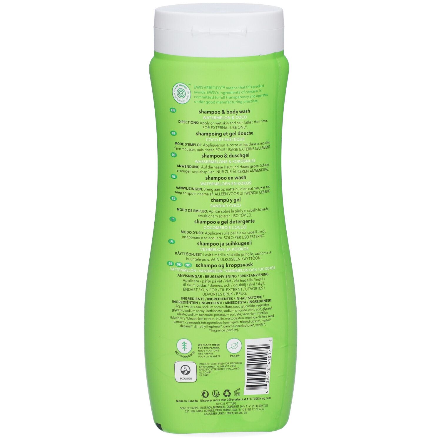 ATTITUDE® little leaves™ 2-in-1-Shampoo Wassermelone und Kokos