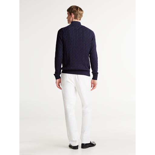Tommy Hilfiger Classic Cotton Cable Zip Mock Striktrøje, Desert Sky, XL