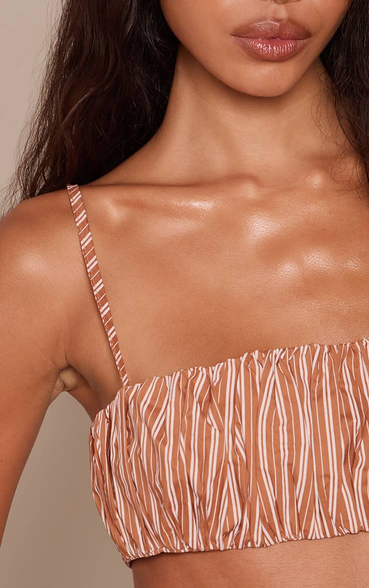 Rouille Ensemble Coordonné Bralette À Fines Rayures