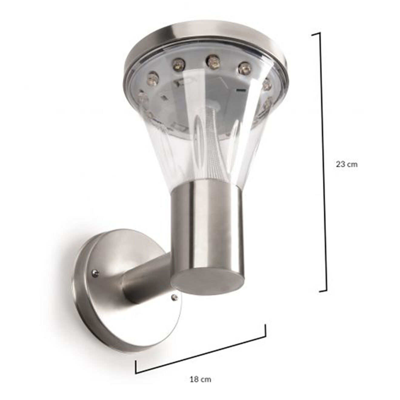 Pratik Garden Lampe solaire double position haute luminosite 13 LED argentée - 14x19.5 cm