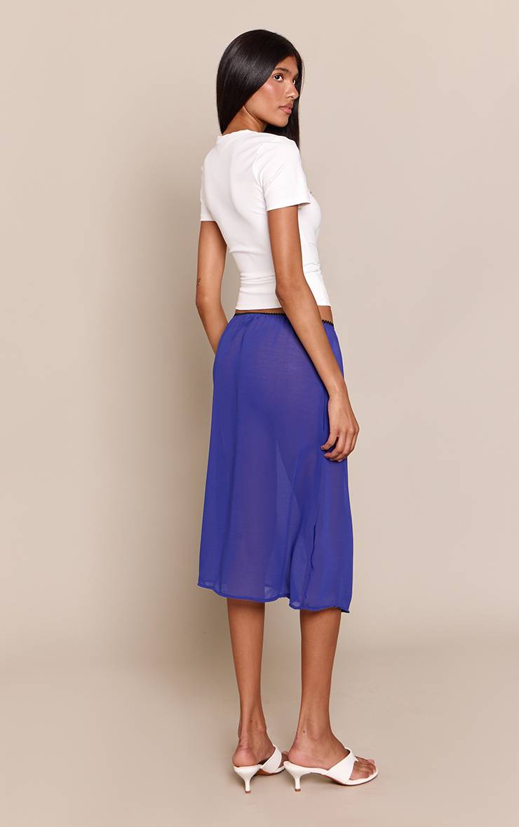 Bleu Cobalt Jupe Midi En Mousseline