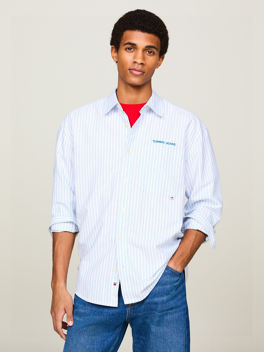 TOMMY JEANS<br>Camisa reta, levemente listrada
