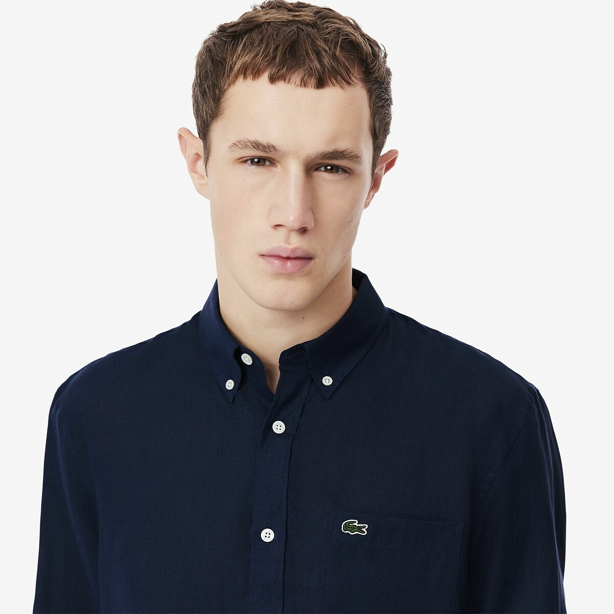 LACOSTE<br>Camisa de linho, corte regular