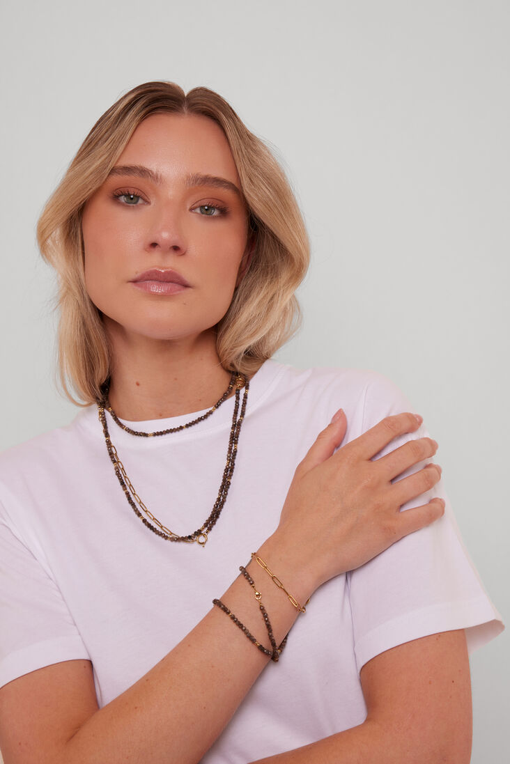 NOTRE-V bruine notre-v ketting ketting/armband combinatie
