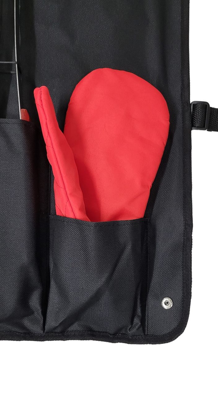 Grillbesteck-Set Edelstahl mit Schürze Gabel Messer Wender Zange Handschuh