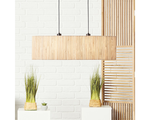 Hanglamp, 2-lichts, HxBxD 120x78x22 cm, zwart/naturel