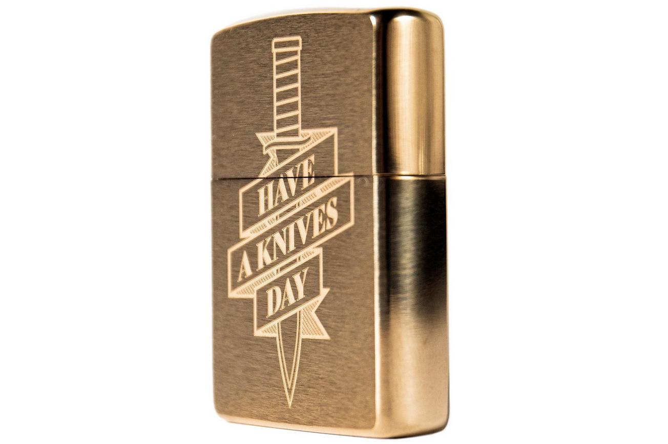 Knivesandtools Zippo Brass Brushed Knife, messing, aansteker