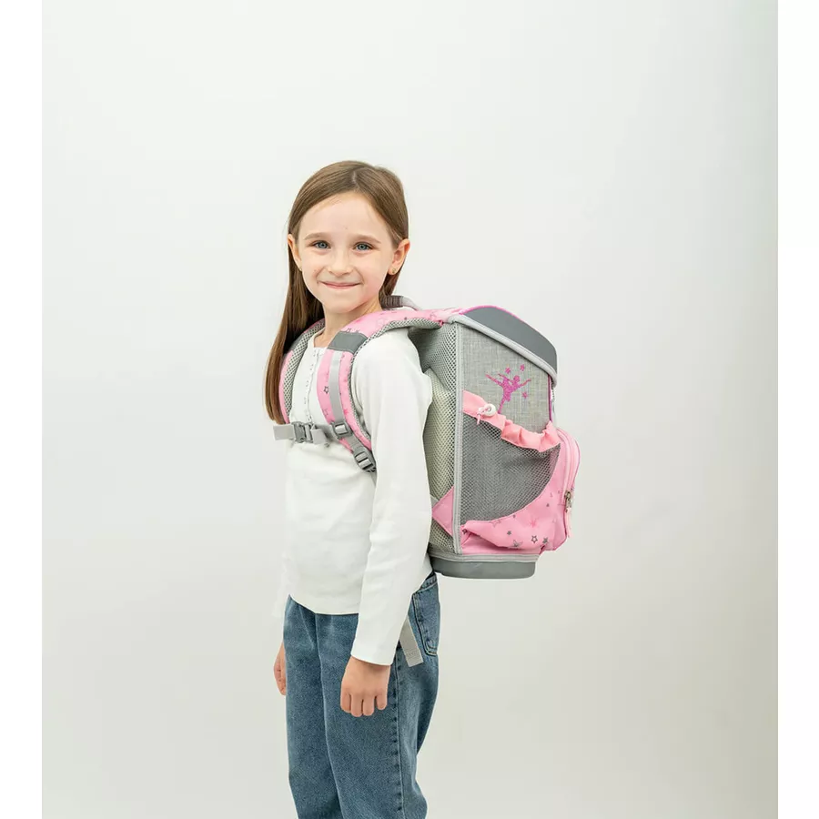 Belmil Schulranzen Mini Fit Schulranzen Set 5-teilig mit Brustgurt Ballet Light Pink