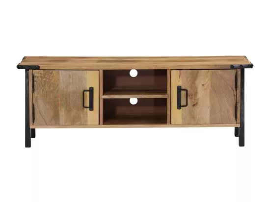 Meuble TV 110x35x40 cm bois massif de manguier