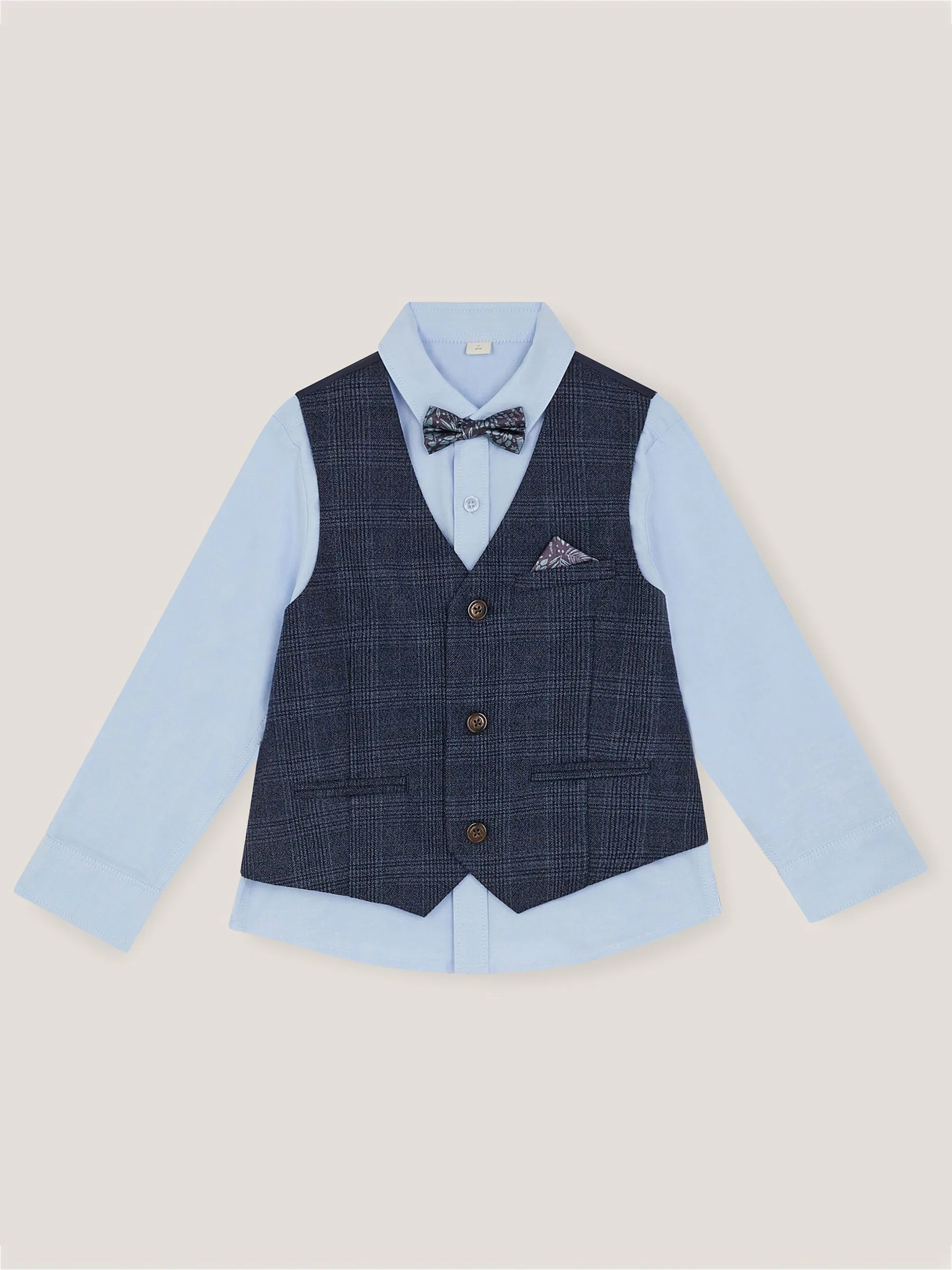 Monsoon Three-Piece Oliver Check Waistcoat & Shirt Set