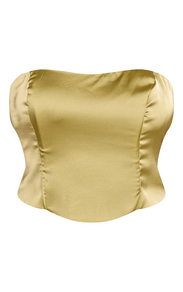 Vert Pomme Top Corset Bandeau En Satin Grande Taille Coordonné
