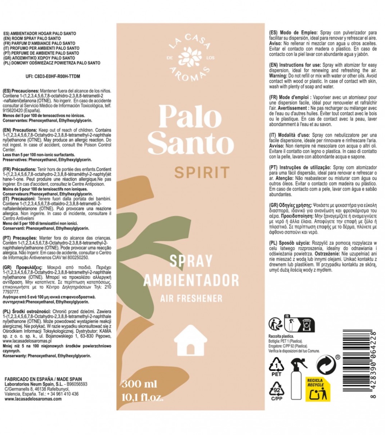La Casa de los Aromas - Aromatizador de Ambientes em Spray - Palo Santo