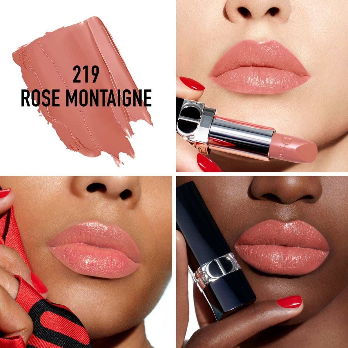 Rouge Dior Rouge Dior Rouge à Lèvres Rechargeable Couleur Couture, 4 finis : Satin, Mat, Métallique et Velours