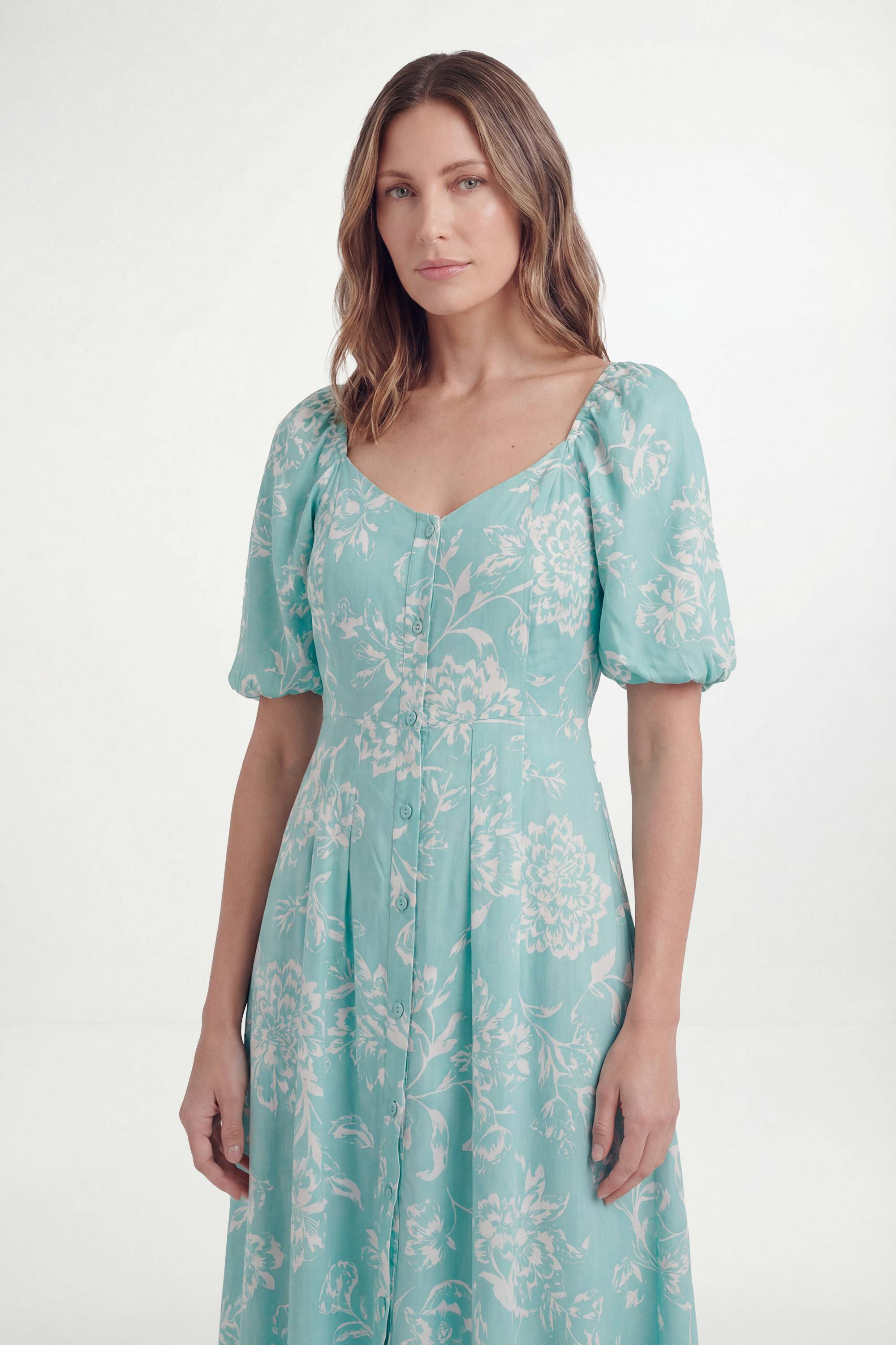 Wallis Robe Midi Boutonnée En Twill Ottoman Fleuri Petite Taille