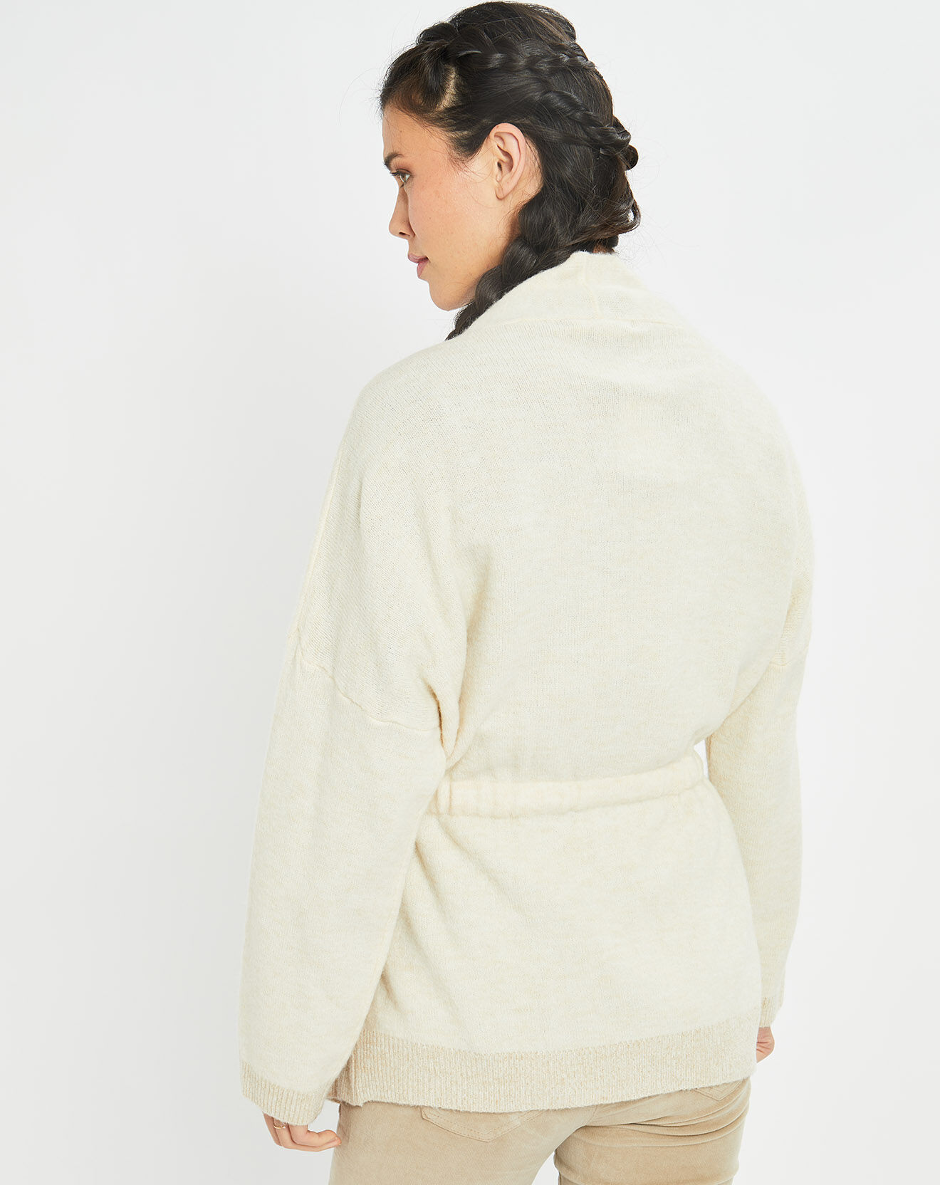 Lauren Vidal Gilet ceinturé Ciara crème
