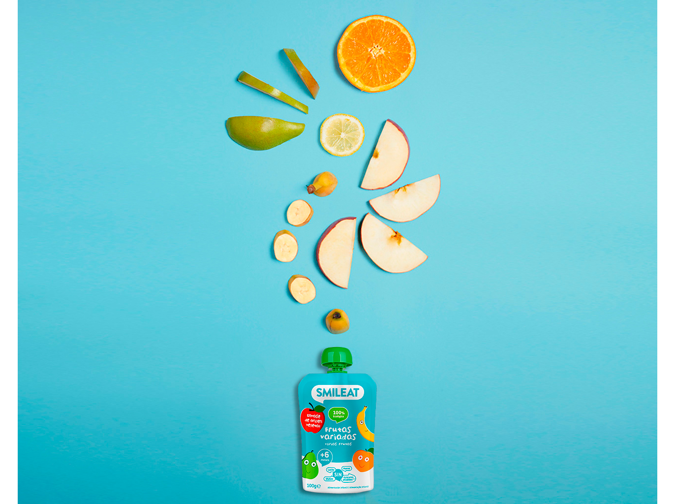 SAQUETA FRUTA SMILEAT BIO VÁRIAS FRUTAS 100GR