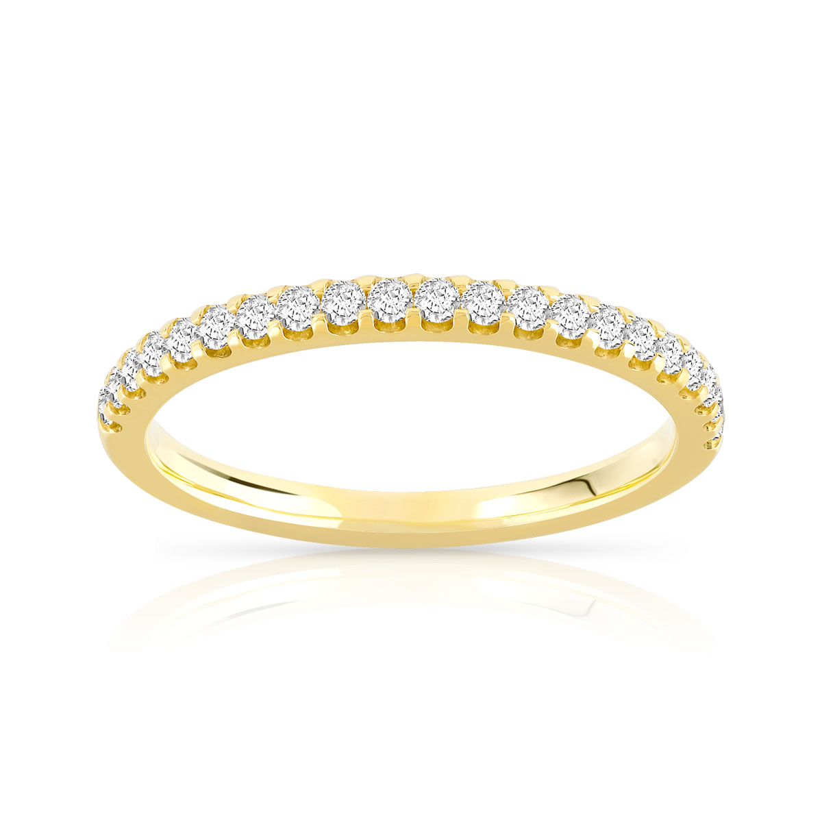 Alliance demi-tour or 750 jaune diamants synthétiques 0.25 carat