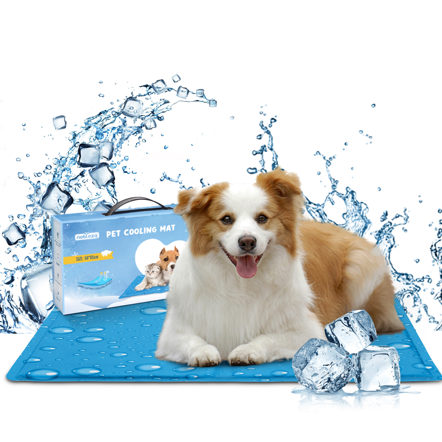 Tapete Refrescante Nobleza para Cães e Gatos, Cama Refrescante para Animais de Estimação 50*40cm, Cobertor Refrescante para Cães de Pequeno e Médio Porte, Tapete de Gel Atóxico Ativado por Pressão, Tamanho P