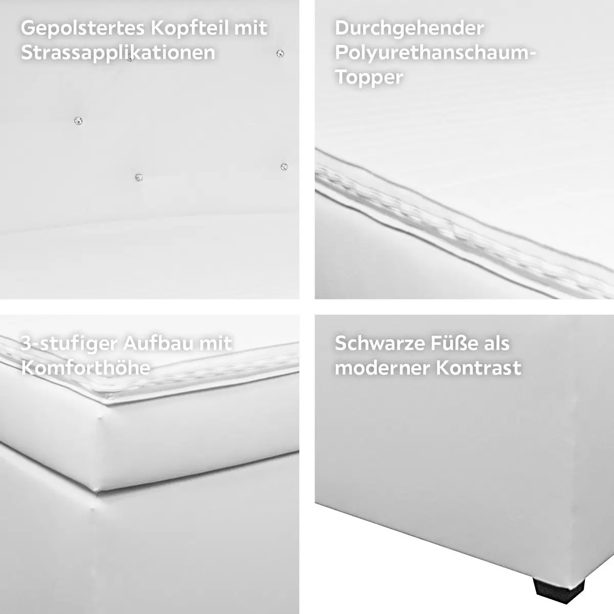 Boxspringbett Luminosa 180 x 200 weiss