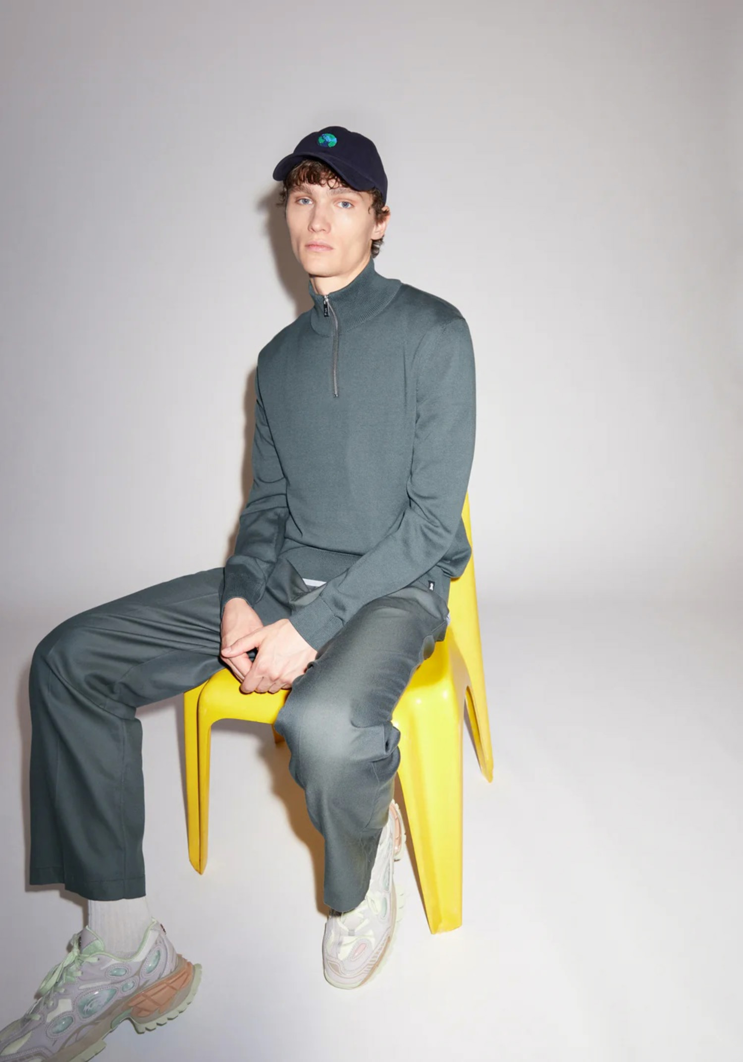 Armedangels Zip-Strickpullover Faabes Space Steel