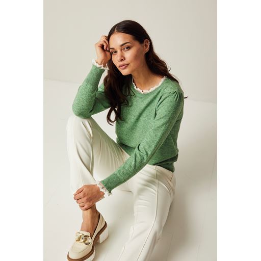 Micha Striktrøje, Medium Green Melange, M