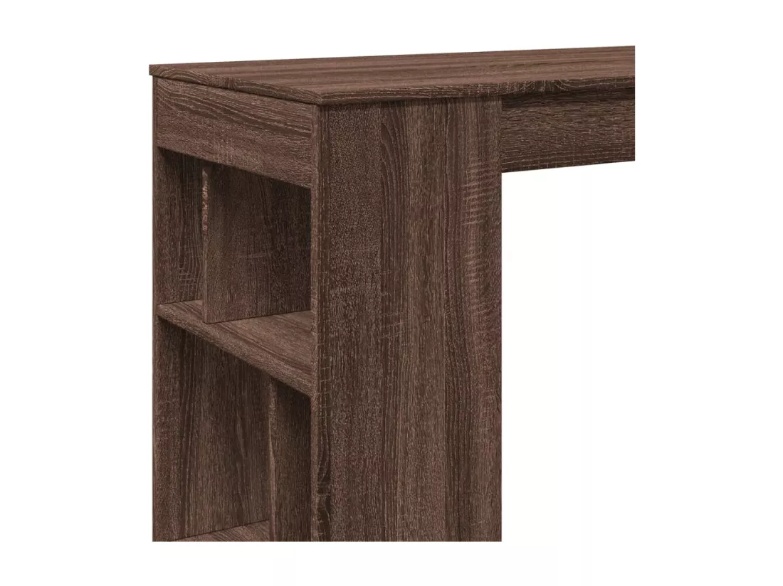 Table de bar avec étagères chêne marron bois d'ingénierie