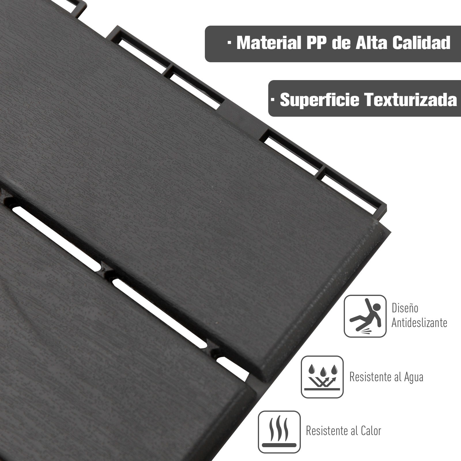 Pisos antiderrapantes quadrados Outsunny para uso interno e externo.