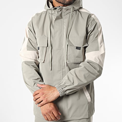 Ensemble Veste Zippée Capuche Et Jogger Pant Vert Kaki Clair