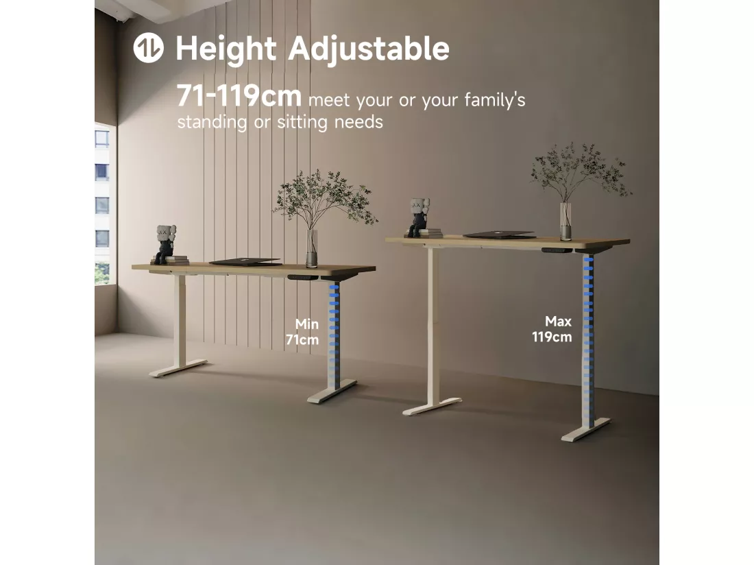 Bureau debout réglable en hauteur pour bureau à domicile, deux moteurs, bureau d'ordinateur debout électrique 58x180cm avec 4 préférences de mémoire, ports USB