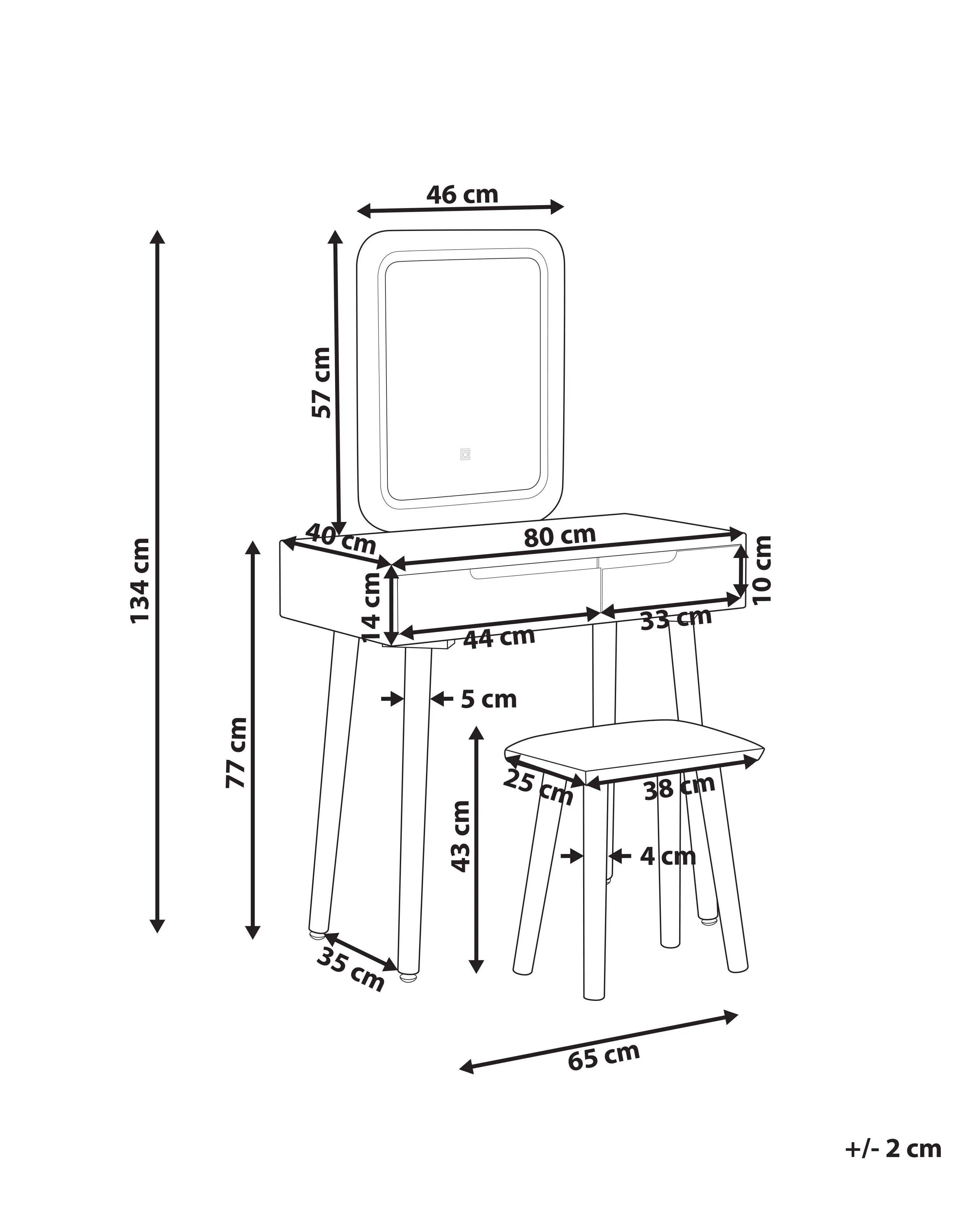 Kaptafel DIEPPE LED Wit