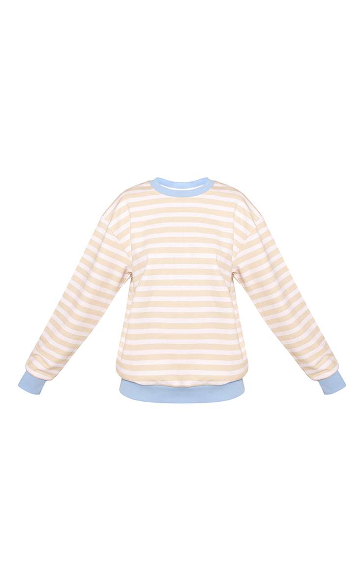 Butter Yellow Sweatshirt Bouclette À Rayures Contrastées