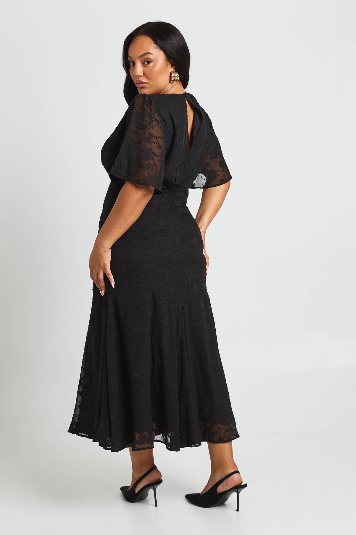 boohoo Plus Burnout à manches d'ange Robe midaxi