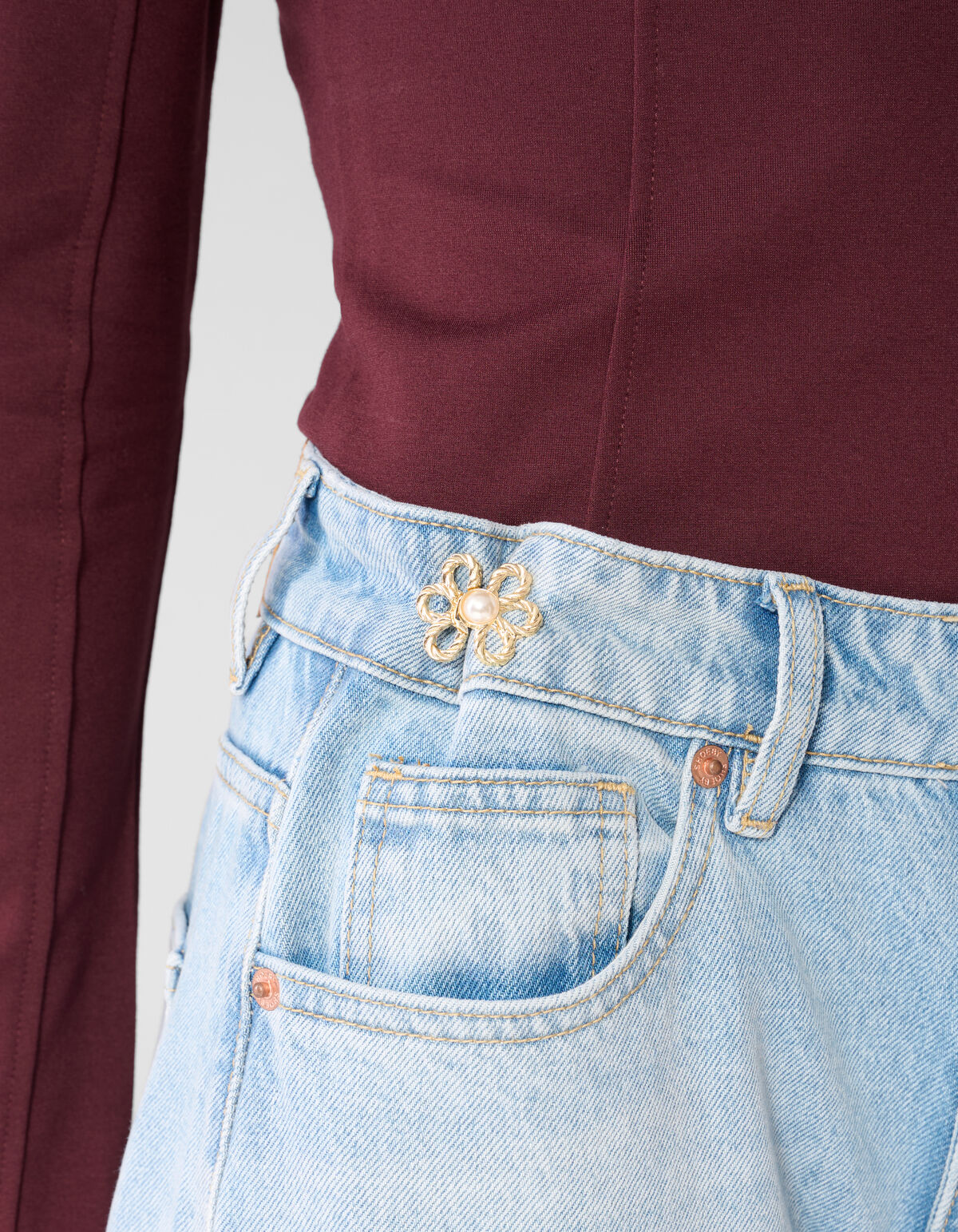 Flower Jeans Pins Goud