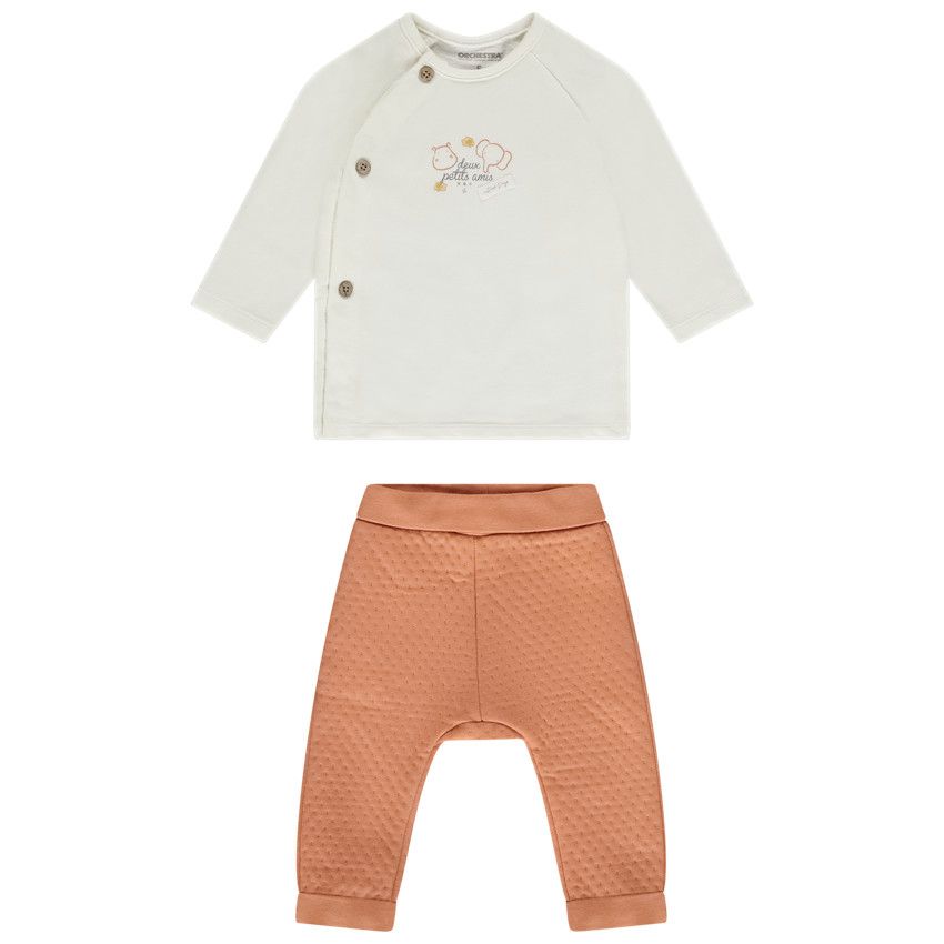 Ensemble 2 pièces matelassé pour bébé - Ecru