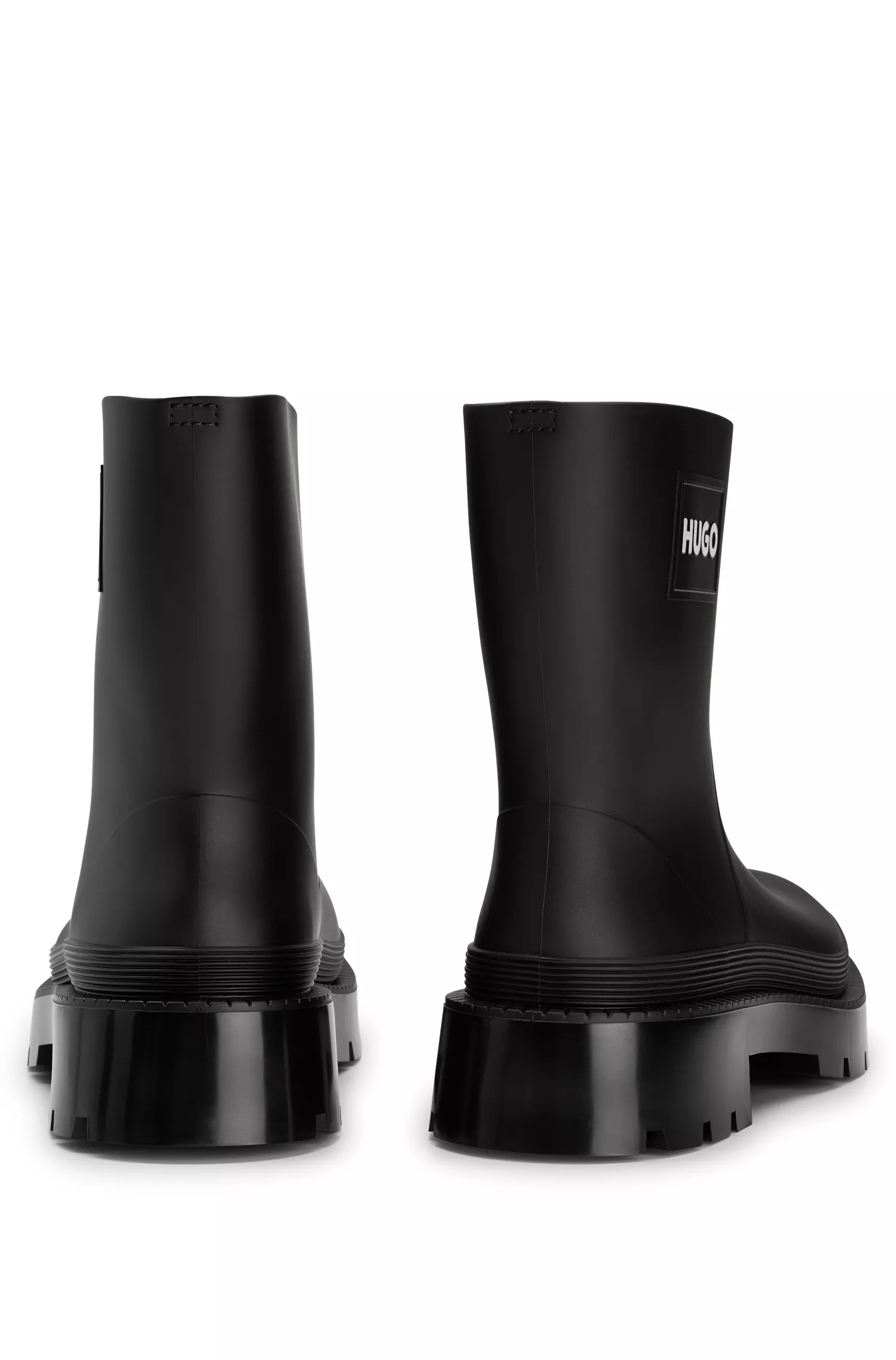 Botas de chuva curtas vermelhas HUGO com emblema do logotipo