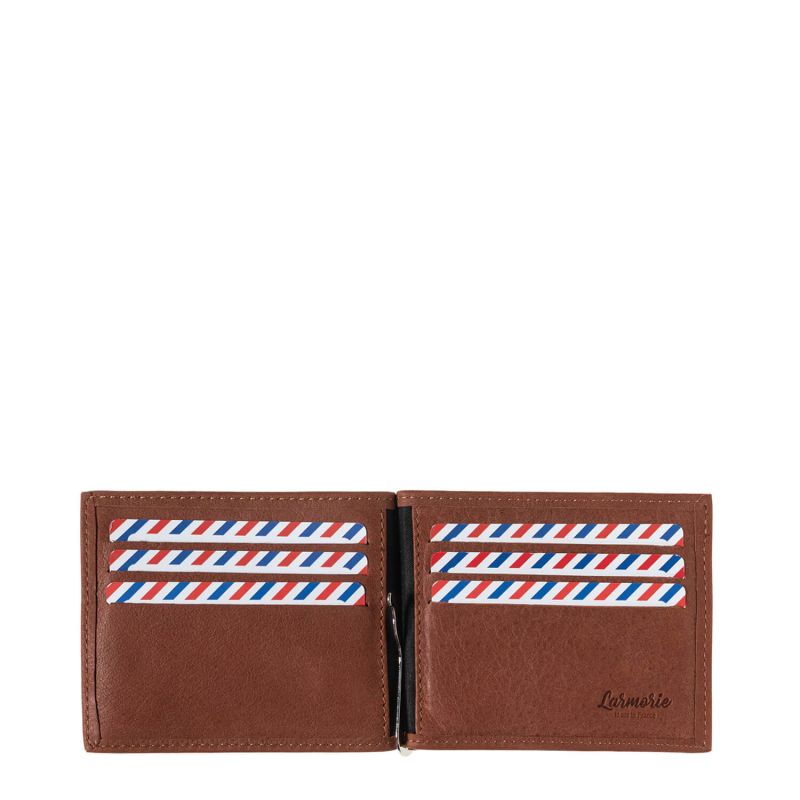 Portefeuille italien Hector avec pince à billets en cuir Nubuck Terre brunie