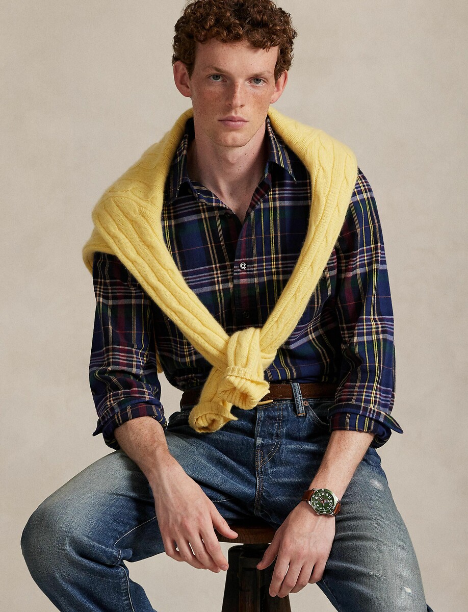 POLO RALPH LAUREN<br>Camisa de manga comprida Oxford escovada