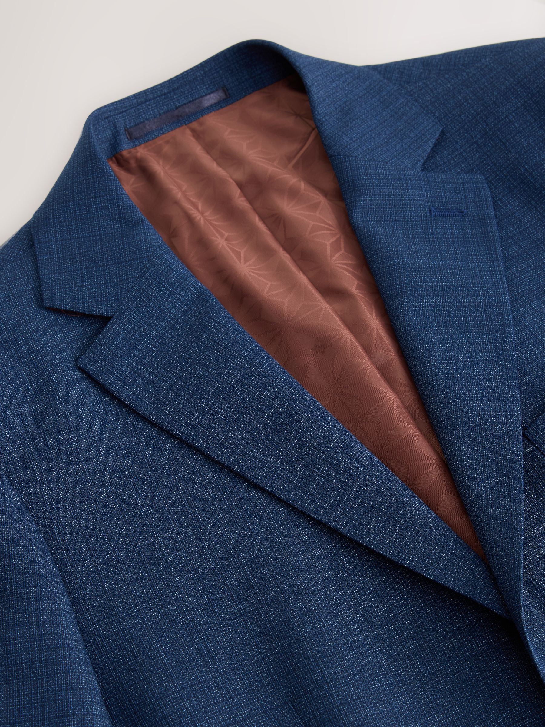 Blauw - Tailored fit - Colbert van wolmix met textuur