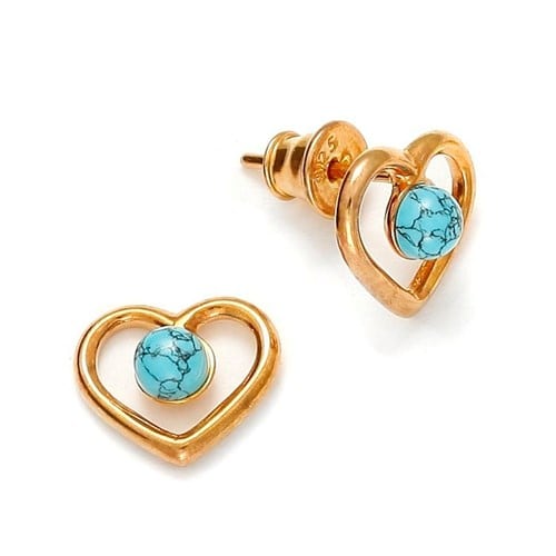 Boucles d'oreilles cœur turquoise