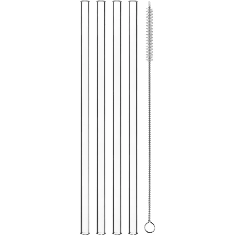 Nachtmann Trinkhalme + Reinigungsbürste 21 cm 4er Set transparent