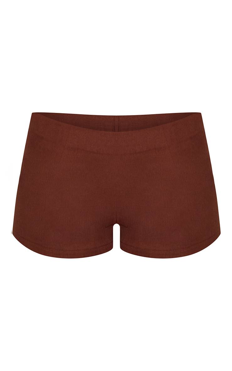 Marron Short Tailleur Effet Lin Ensemble Coordonné