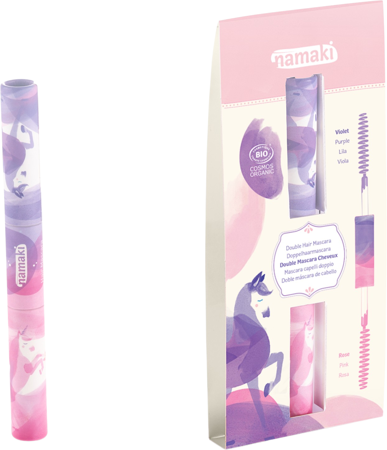namaki  Double-Tip Hair Mascara Pink - Purple, 7 ml