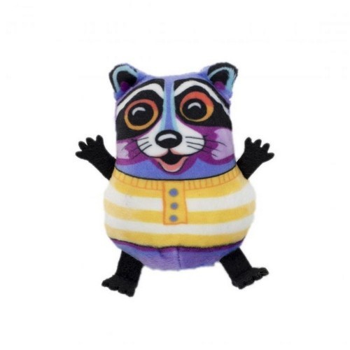 Brinquedo de pelúcia de guaxinim multicolorido com erva-de-gato para gatos