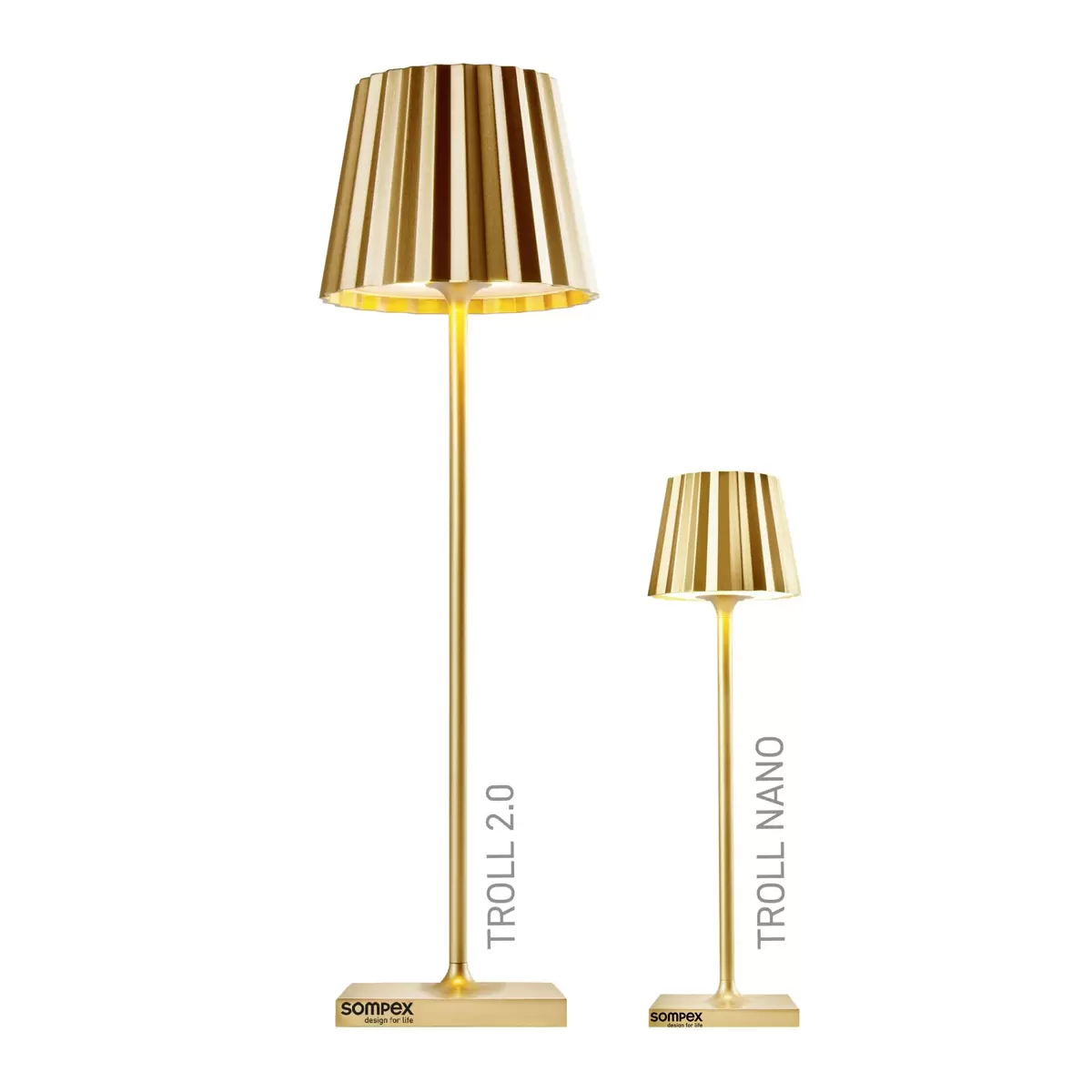 Tischleuchte Sompex Troll nano gold Gold