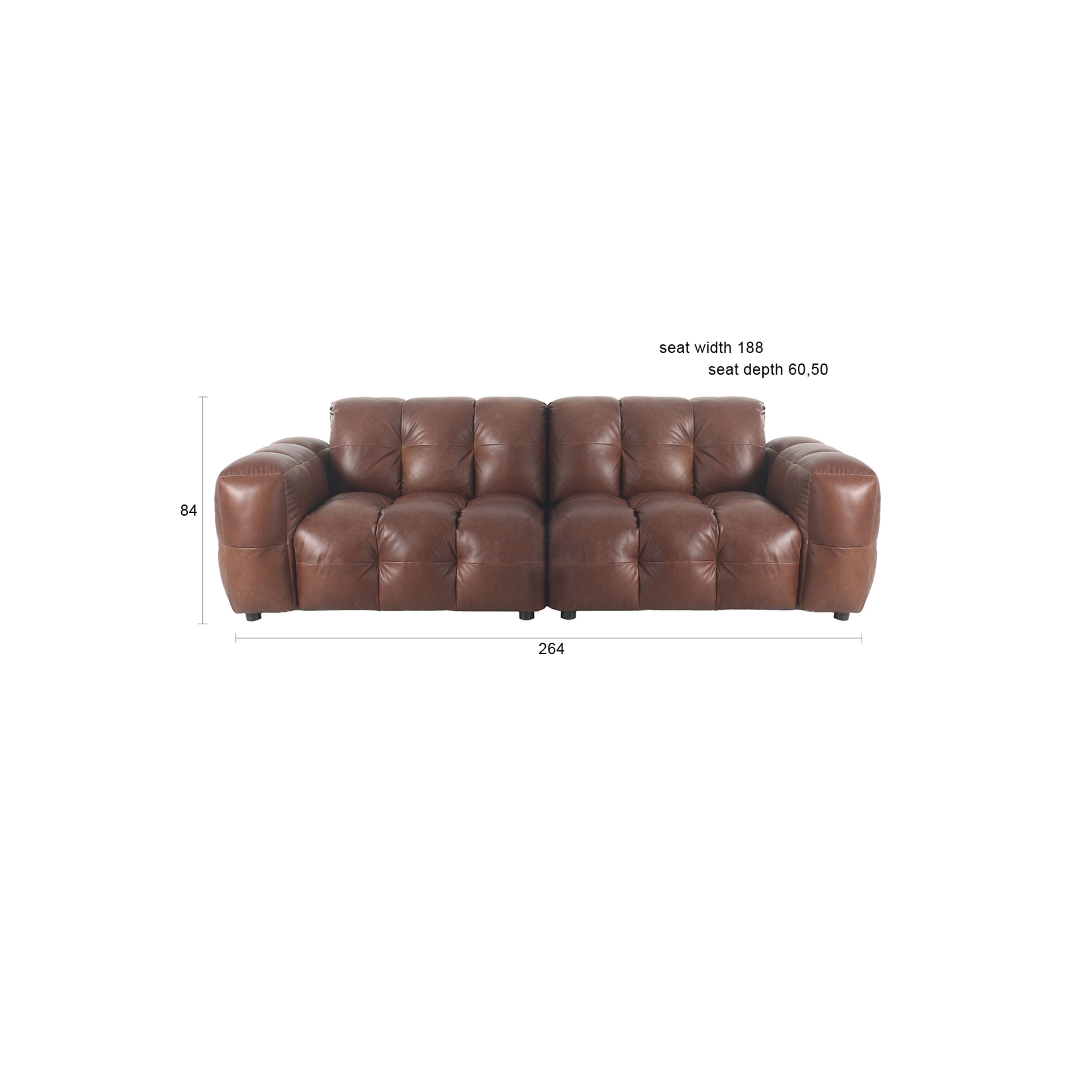 Dutchbone Hackman 3-zitsbank Leer Chocolade Bruin