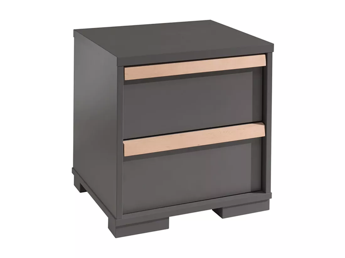 NASH DARK - Lit 90x200cm + Chevet + Armoire 3P + Bureau + Caisson